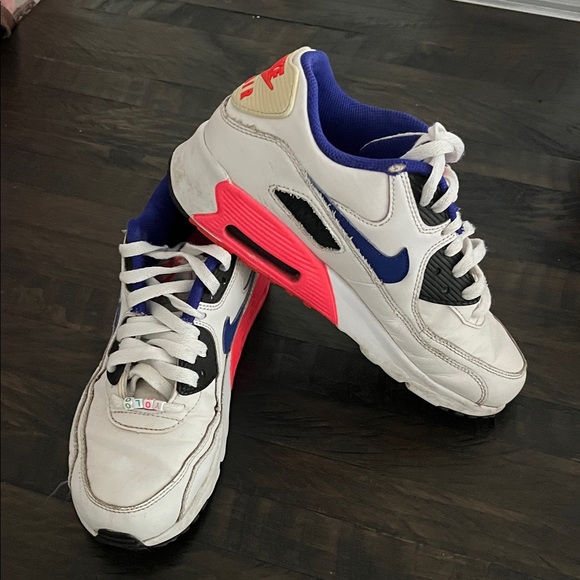 Nike Air Shoes - Nike Air White w/ Blue & Neon Orange Sneakers